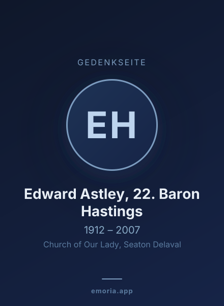 Gedenkportrait von Edward Astley, 22. Baron Hastings