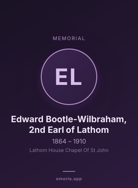 Memorial portrait of Edward Bootle-Wilbraham, 2nd Earl of Lathom