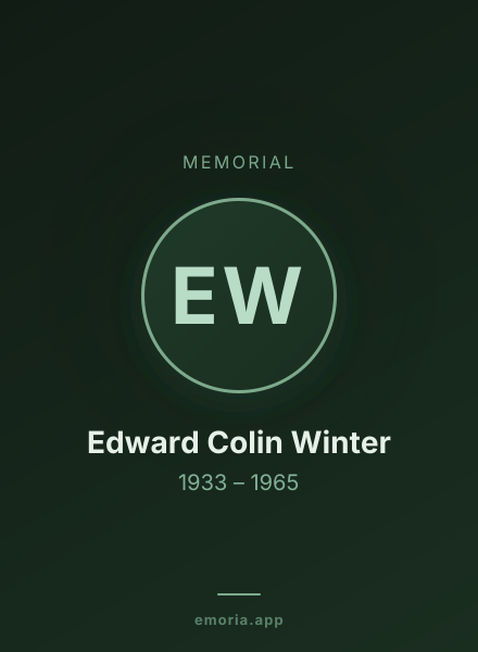 Memorial portrait of Edward Colin Winter
