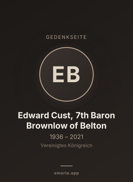 Gedenkportrait von Edward Cust, 7th Baron Brownlow of Belton