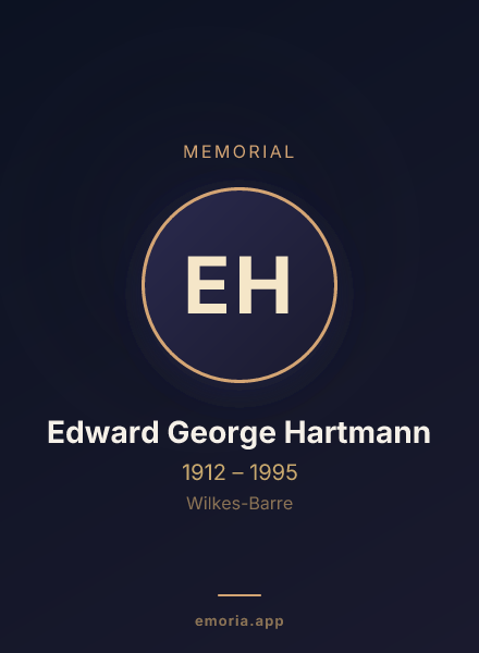 Memorial portrait of Edward George Hartmann
