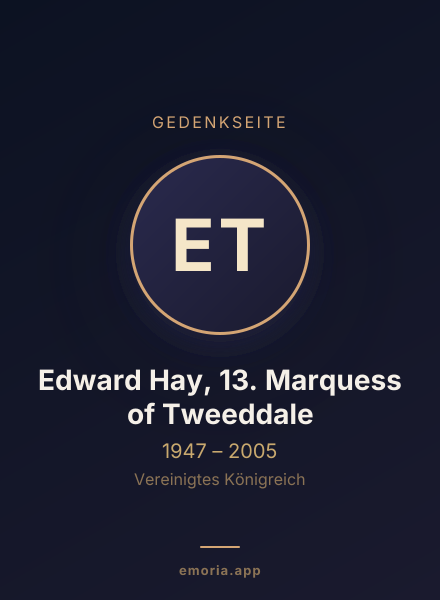 Gedenkportrait von Edward Hay, 13. Marquess of Tweeddale
