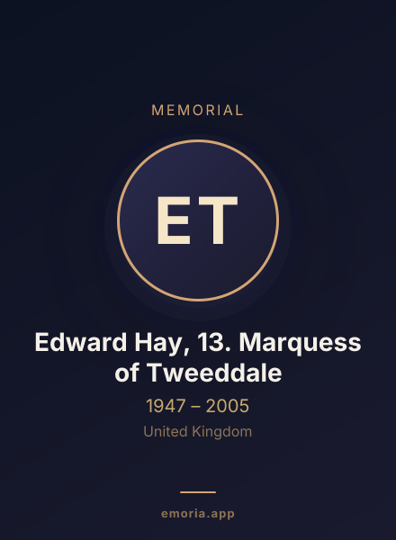 Memorial portrait of Edward Hay, 13. Marquess of Tweeddale