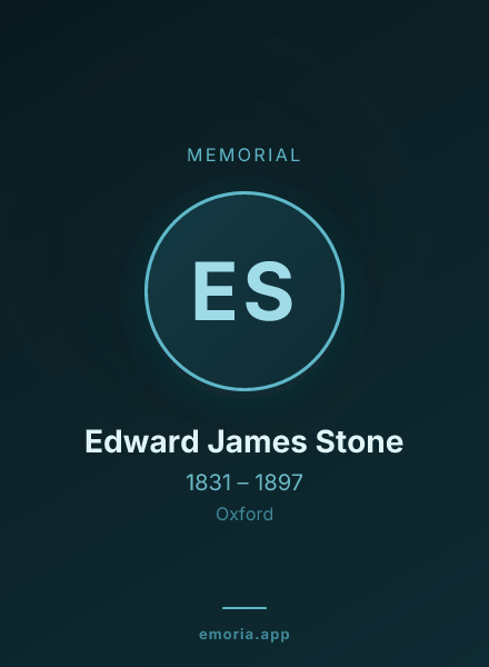 Memorial portrait of Edward James Stone