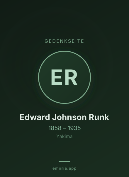 Gedenkportrait von Edward Johnson Runk
