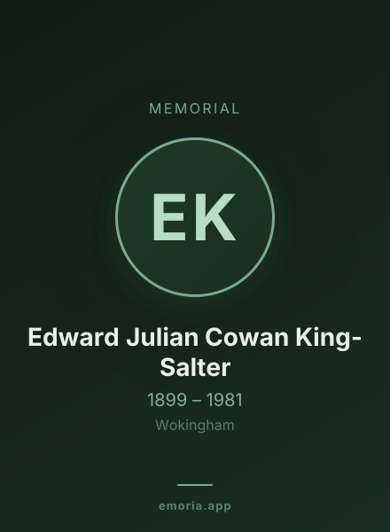 Memorial portrait of Edward Julian Cowan King-Salter