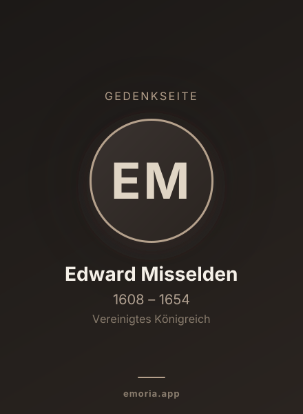 Gedenkportrait von Edward Misselden