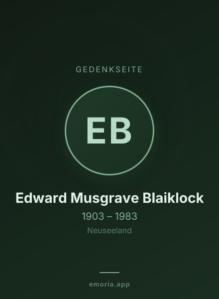 Gedenkportrait von Edward Musgrave Blaiklock