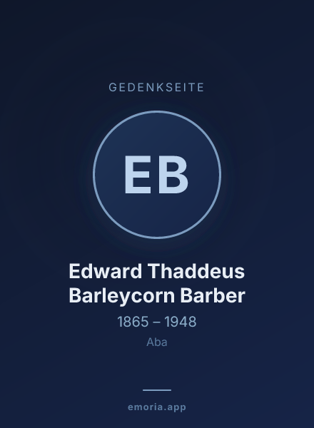 Gedenkportrait von Edward Thaddeus Barleycorn Barber