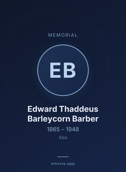 Memorial portrait of Edward Thaddeus Barleycorn Barber