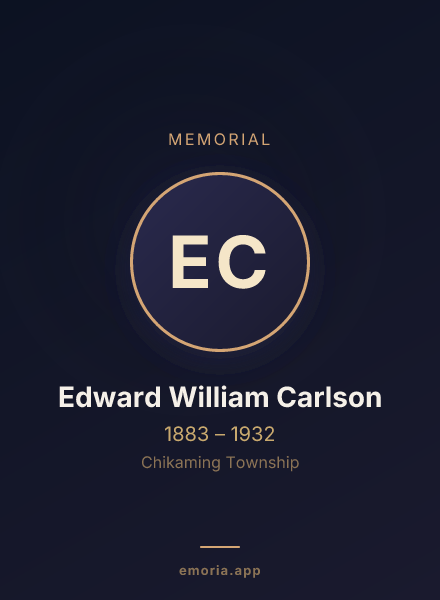 Memorial portrait of Edward William Carlson