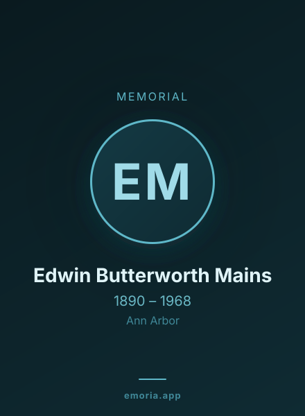 Memorial portrait of Edwin Butterworth Mains