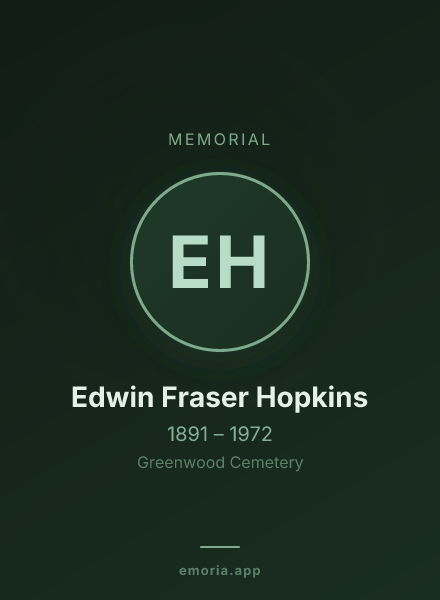 Memorial portrait of Edwin Fraser Hopkins