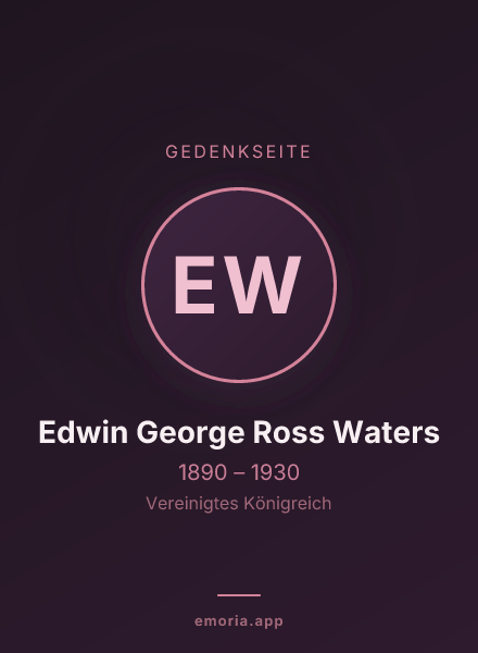 Gedenkportrait von Edwin George Ross Waters