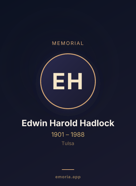 Memorial portrait of Edwin Harold Hadlock