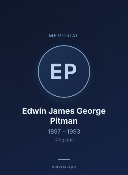 Memorial portrait of Edwin James George Pitman