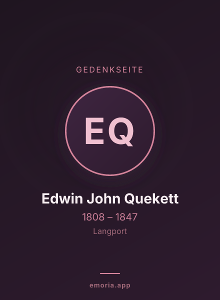 Gedenkportrait von Edwin John Quekett