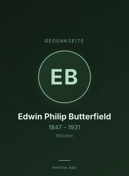 Gedenkportrait von Edwin Philip Butterfield