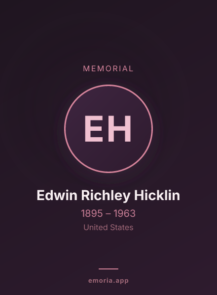 Memorial portrait of Edwin Richley Hicklin