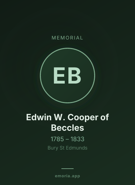 Memorial portrait of Edwin W. Cooper of Beccles