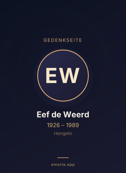 Gedenkportrait von Eef de Weerd