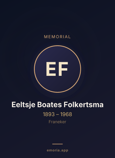 Memorial portrait of Eeltsje Boates Folkertsma