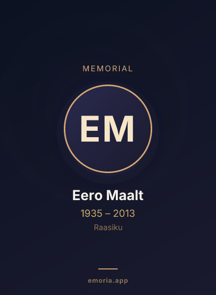Memorial portrait of Eero Maalt