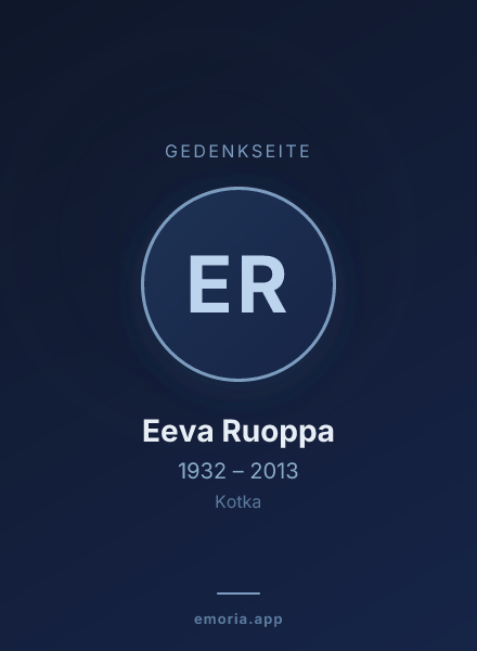 Gedenkportrait von Eeva Ruoppa