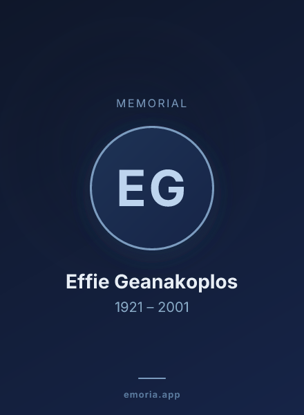 Memorial portrait of Effie Geanakoplos
