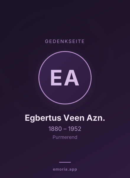 Gedenkportrait von Egbertus Veen Azn.
