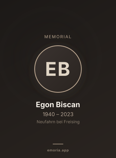 Memorial portrait of Egon Biscan