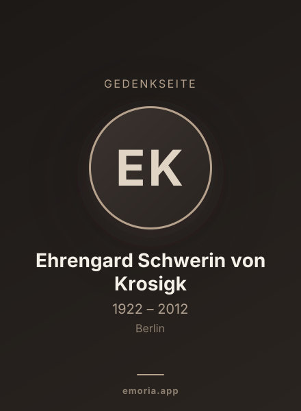 Gedenkportrait von Ehrengard Schwerin von Krosigk
