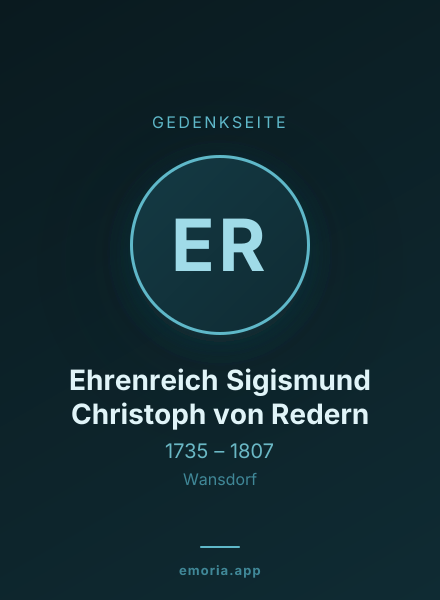 Gedenkportrait von Ehrenreich Sigismund Christoph von Redern