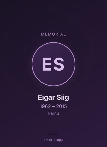 Memorial portrait of Eigar Siig