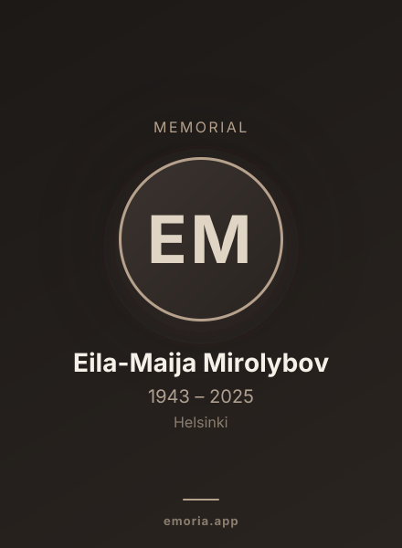Memorial portrait of Eila-Maija Mirolybov