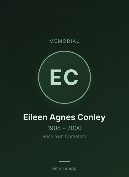 Memorial portrait of Eileen Agnes Conley