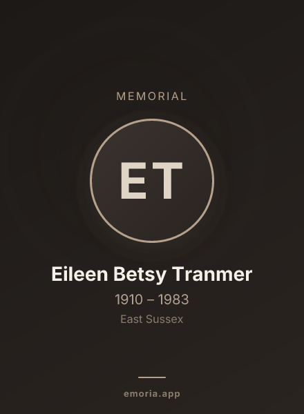 Memorial portrait of Eileen Betsy Tranmer