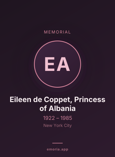 Memorial portrait of Eileen de Coppet, Princess of Albania