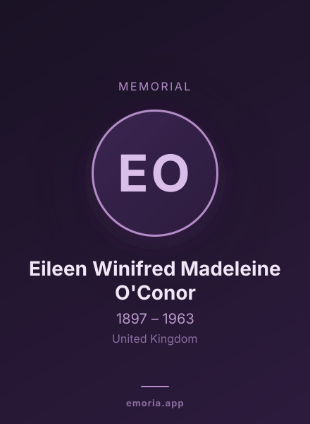 Memorial portrait of Eileen Winifred Madeleine O'Conor