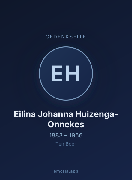 Gedenkportrait von Eilina Johanna Huizenga-Onnekes