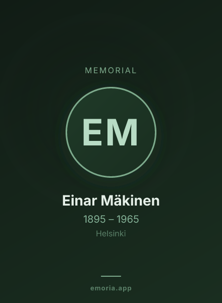 Memorial portrait of Einar Mäkinen