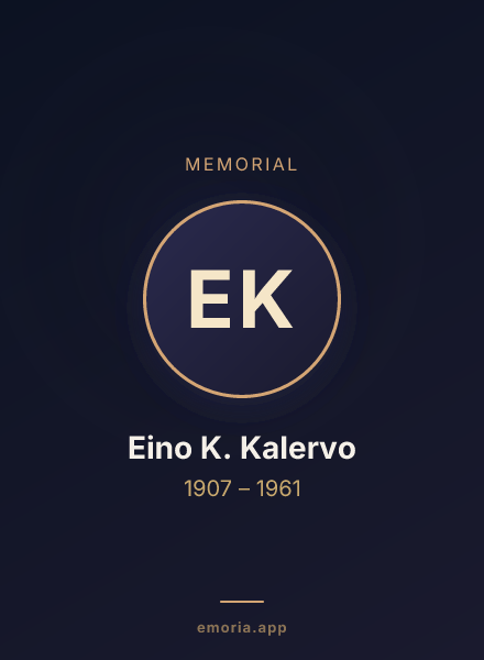 Memorial portrait of Eino K. Kalervo