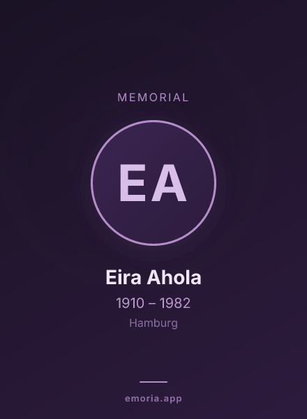 Memorial portrait of Eira Ahola