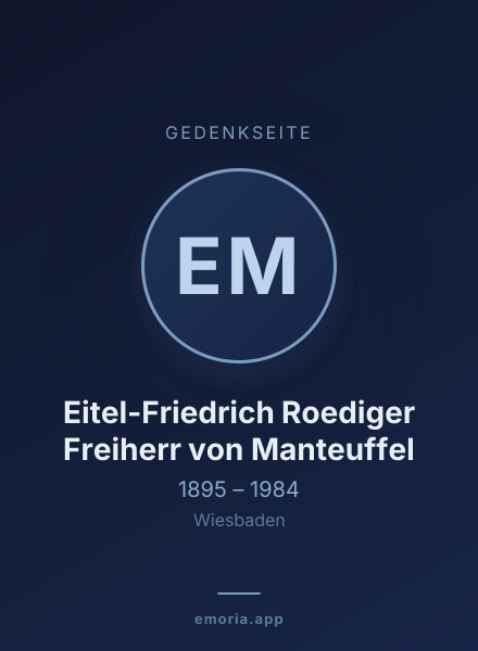 Gedenkportrait von Eitel-Friedrich Roediger Freiherr von Manteuffel