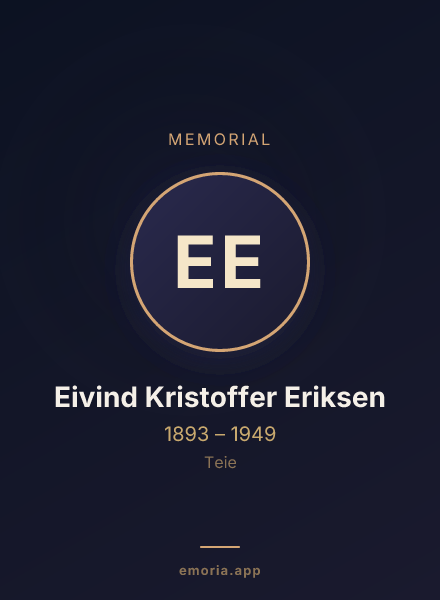 Memorial portrait of Eivind Kristoffer Eriksen