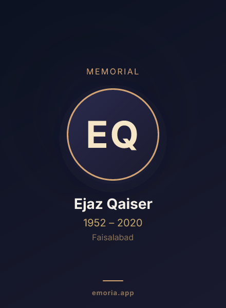 Memorial portrait of Ejaz Qaiser