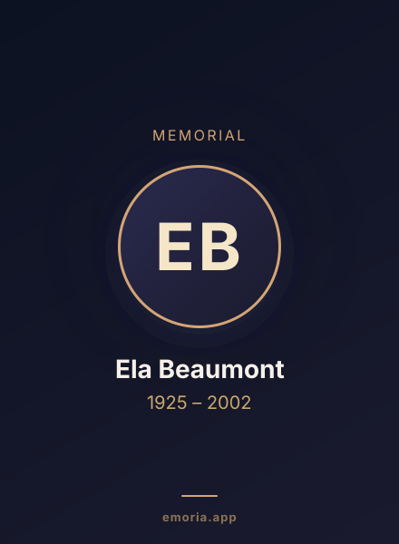 Memorial portrait of Ela Beaumont