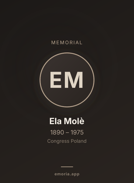 Memorial portrait of Ela Molè