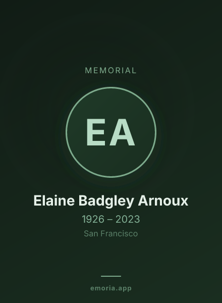 Memorial portrait of Elaine Badgley Arnoux
