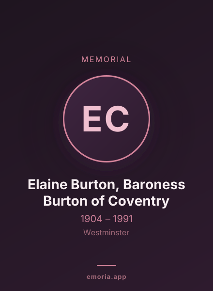 Memorial portrait of Elaine Burton, Baroness Burton of Coventry